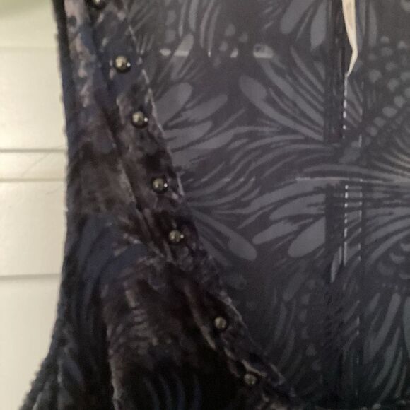 Free People Ellie Burnout Velvet Knit Dress Tunic Studded Uneck Sz m Navy - Picture 5 of 13